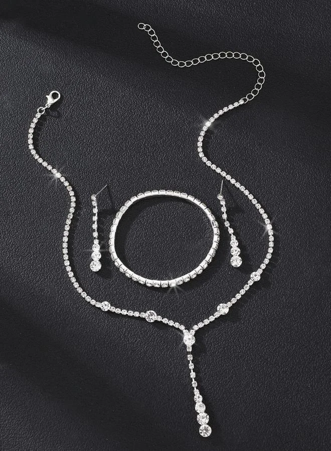 تايك تو طقم 3 قطع عقد كريستال وسوار وأقراط